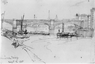 Sketch of London Bridge, 1860 by George Snr Scharf
